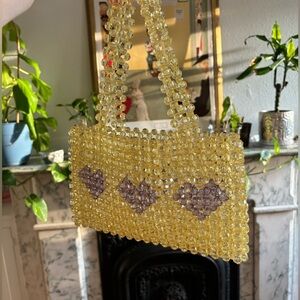 Topshop beaded yellow and purple purse